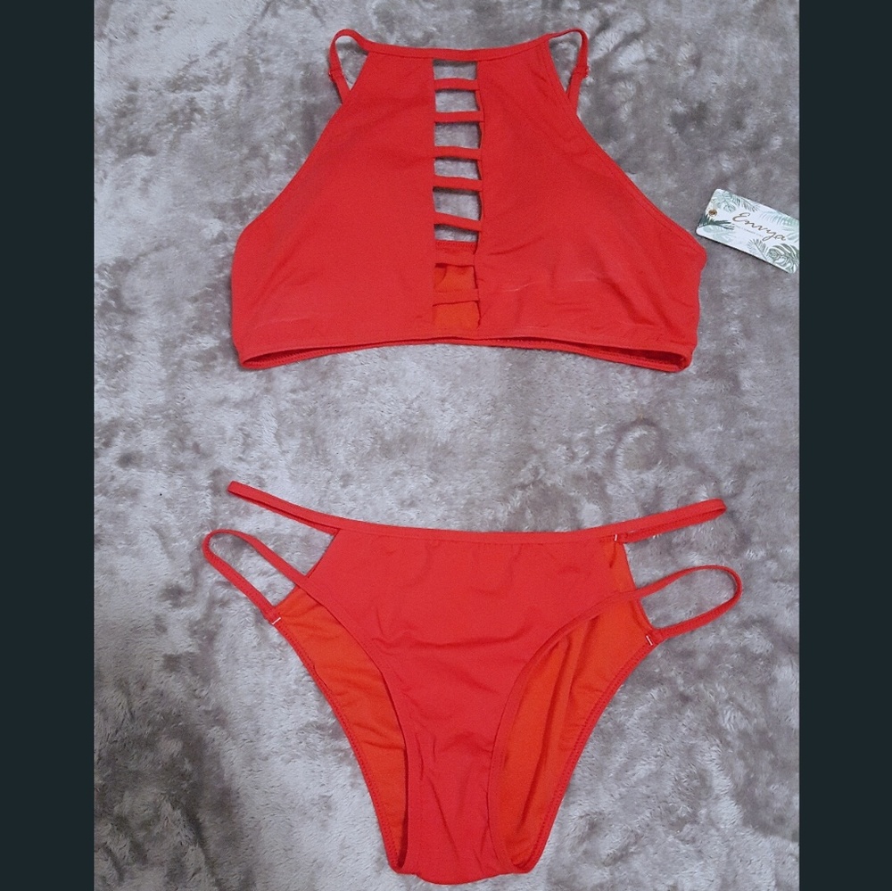 Envya Red High Neck Bikini